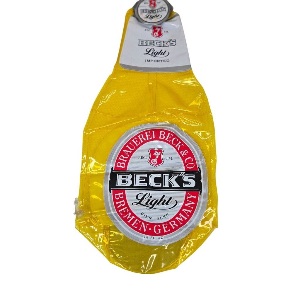 Becks Light Beer Bottle Hanging Inflatable Yellow Bar Man Cave Blow Up 24"